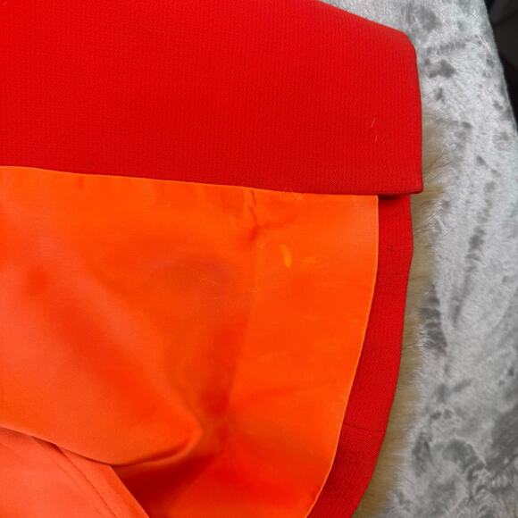 VTG L.C. Mae California Red Wool Coat Fur Trim Collar Hem Mid-Century Long XS - Picture 6 of 13